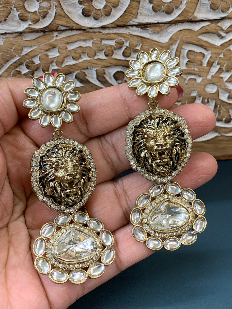 Sabyasachi inspired kundan earring black and gold