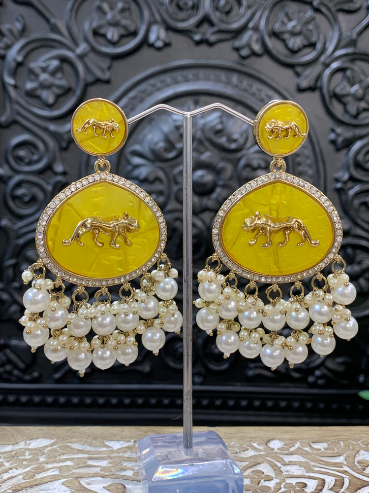 Sabyasachi inspired kundan earring tanna pastel yellow