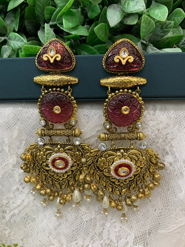 Gold plated chandbali long style earring