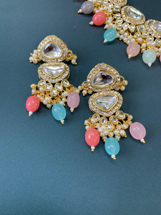 Anuradha kundan choker / necklace pastel multi