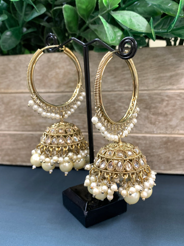 Shabana polki bali hoop jhumki/jhumka pearl / gold