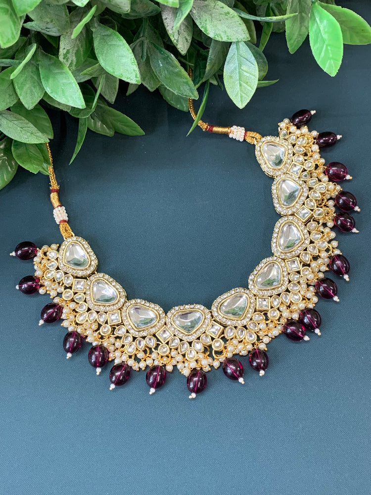 Anuradha kundan choker / necklace purple