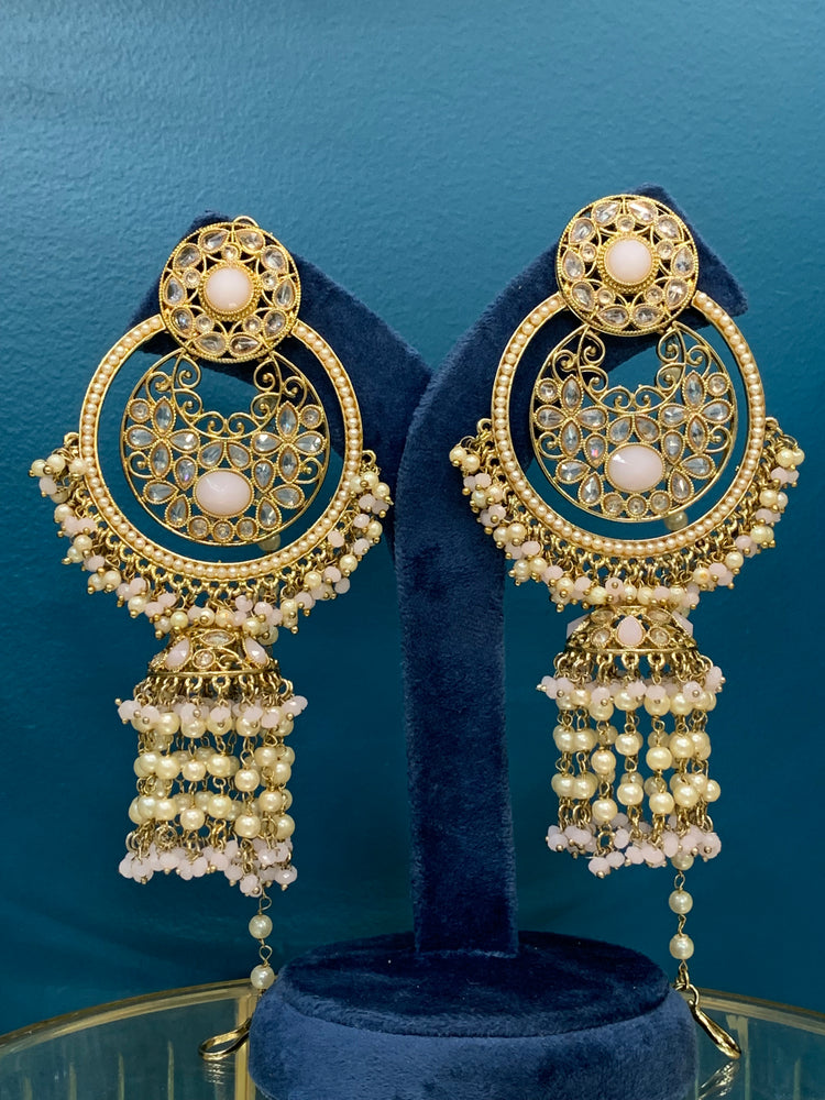 Ashley polki oversized jhumki earring with sahare blush pink