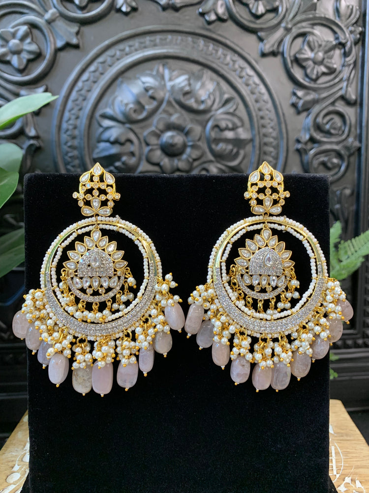 Aysha Tyaani kundan Chandbali earring ash grey