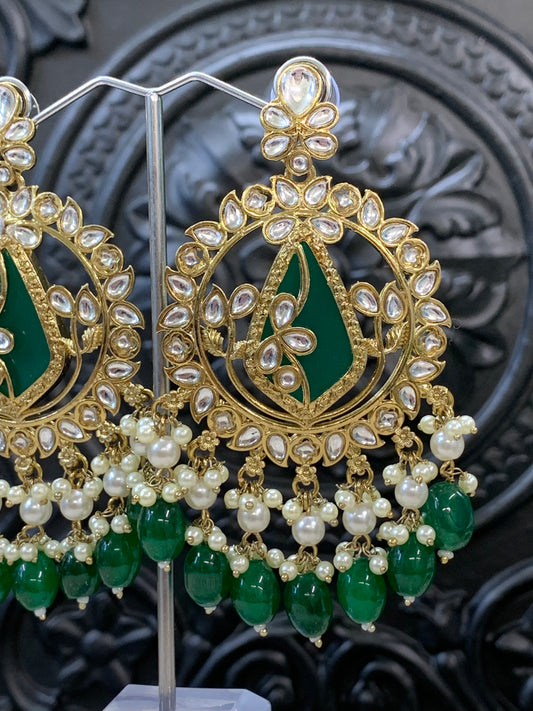 Amba kundan earring blush emerald green