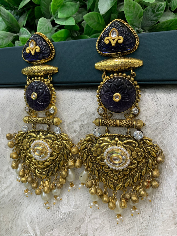 Gold plated chandbali long style earring