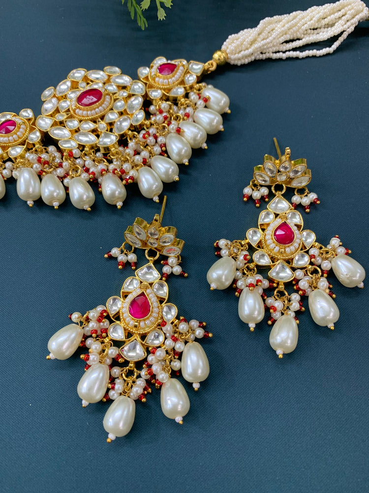 Maisha  pachi kundan choker in gold / magenta pink / ruby / hot pink