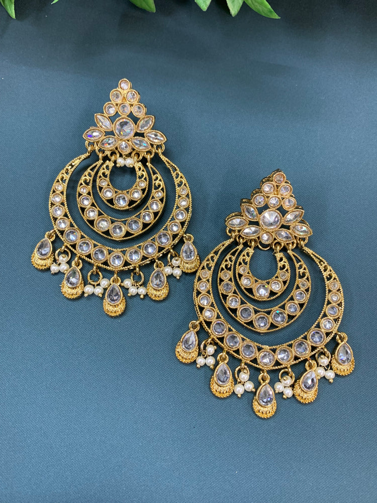 Bonnie polki chandbali earring antique/clear polki