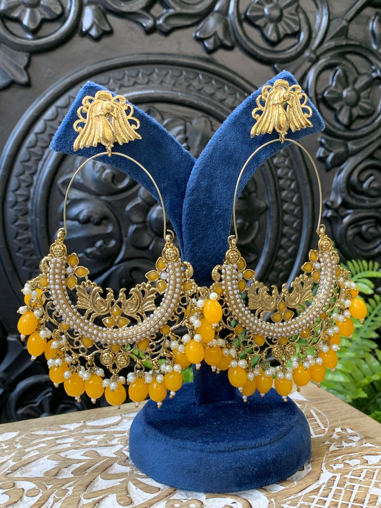 Sue fashion statement Chandbali earring pastel yellow