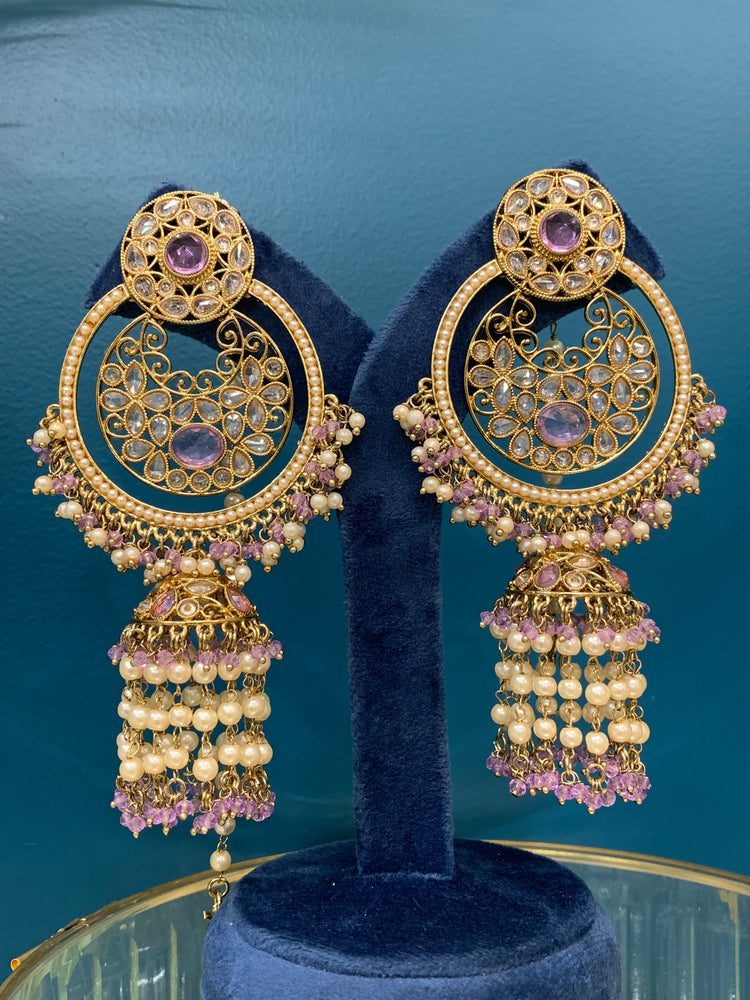 Ashley polki oversized jhumki earring with sahare lavender