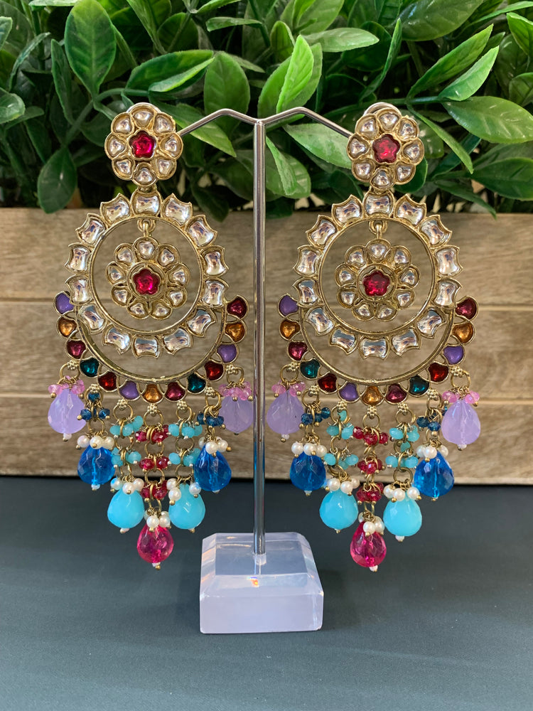 Barnavi Kundan earring crystal multi