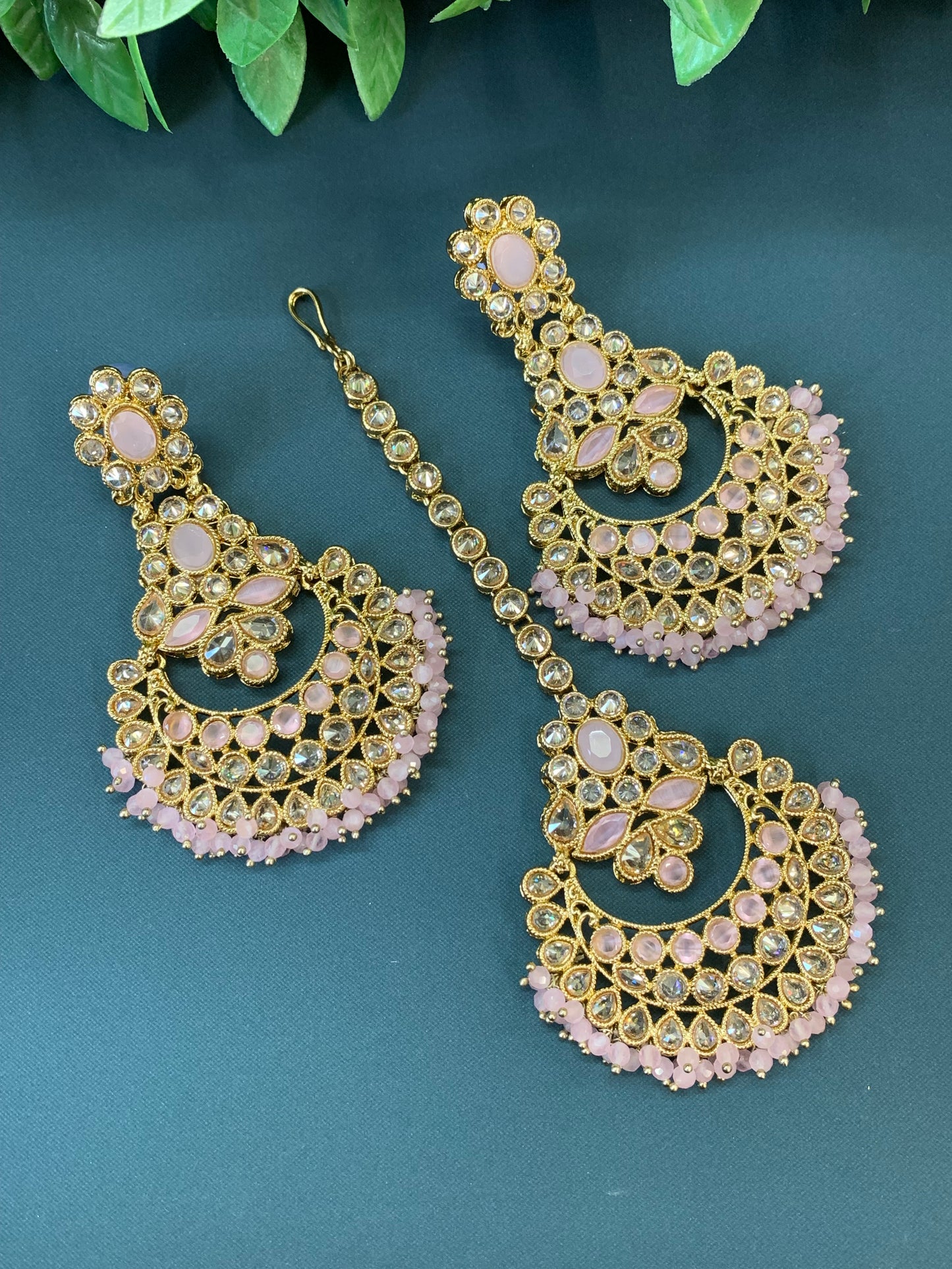 Erin reverse popki tikka set chandbali style blush pink