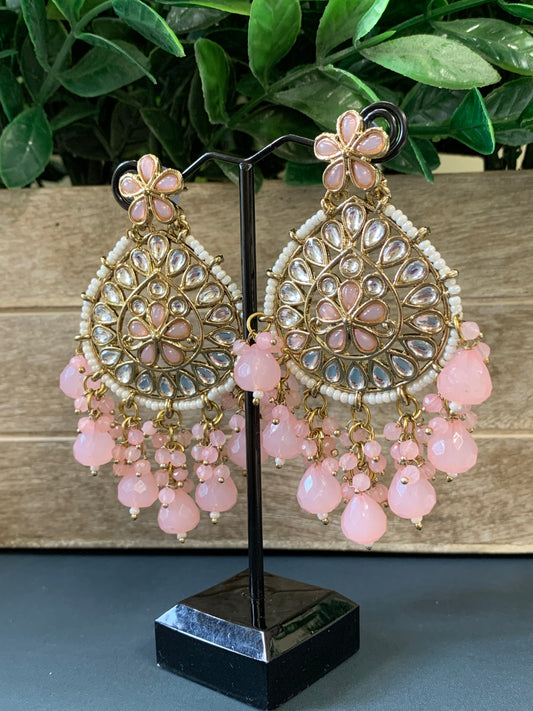 Aaravi kundan earring blush pink