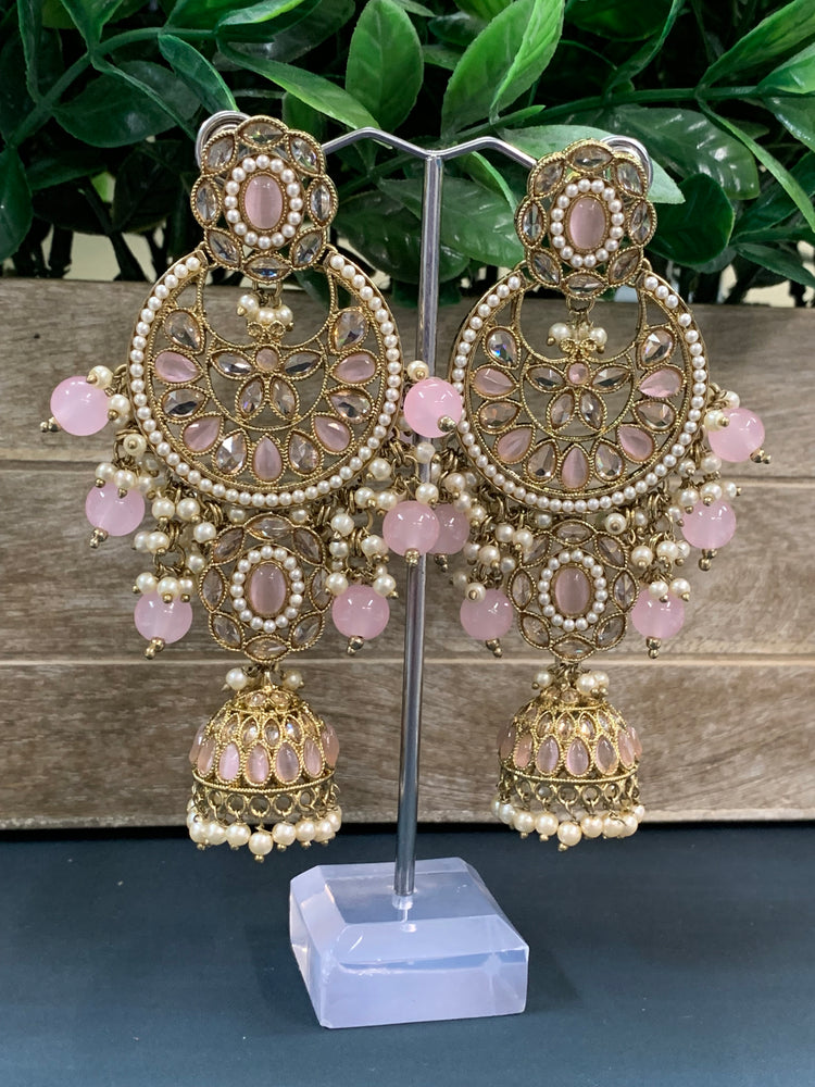 Pari polki long statement earring blush pink