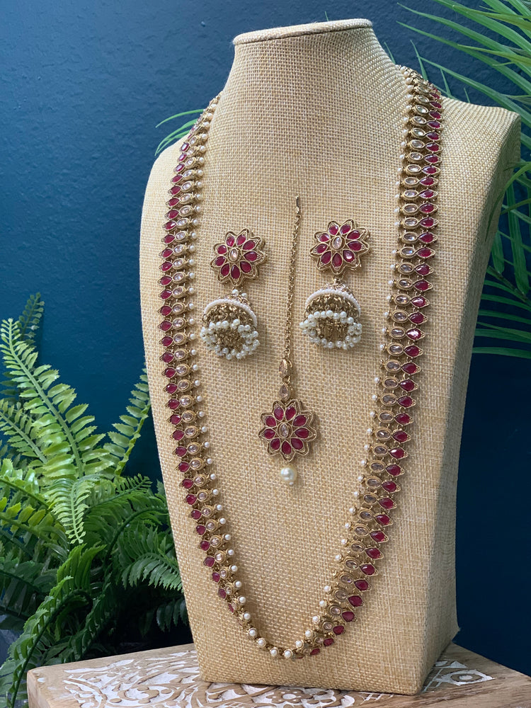 Savali polki long mala set in burgundy