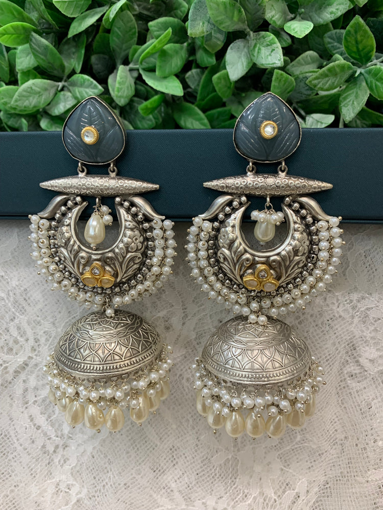 Silver oversize jhumka earring