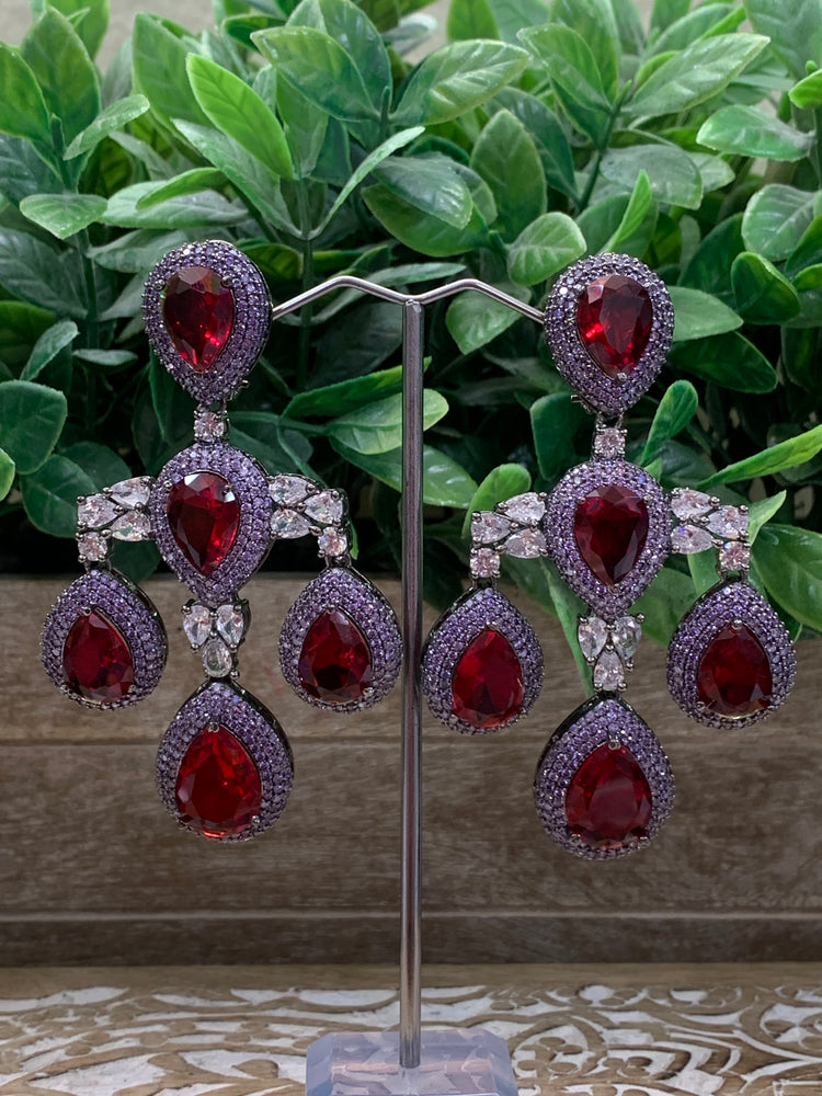 American diamond / AD /CZ earring purple/red