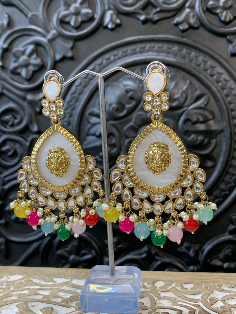 Sabyasachi inspired kundan earring tripti white pearl multi