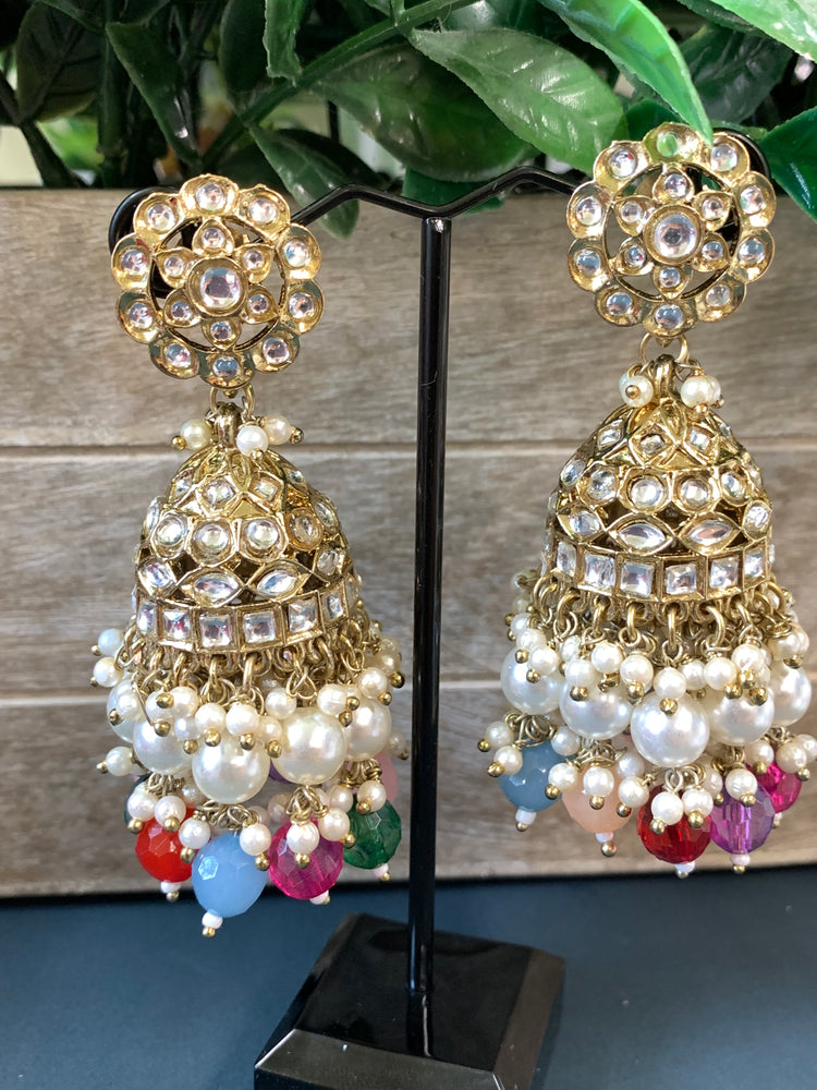 Melody kundan jhumki/ jhumka earring multi