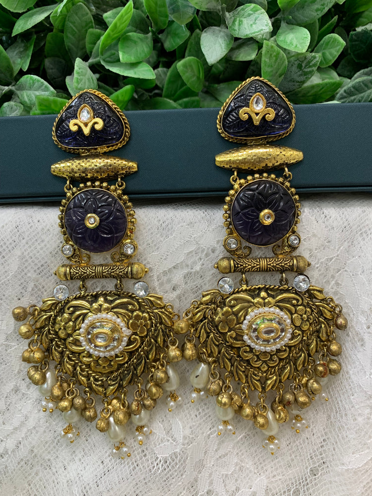 Gold plated chandbali long style earring