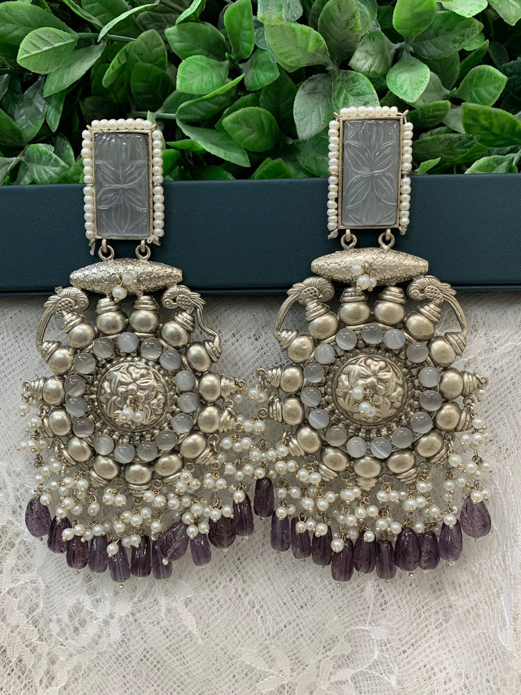 Silver replica oversize chandelier earring