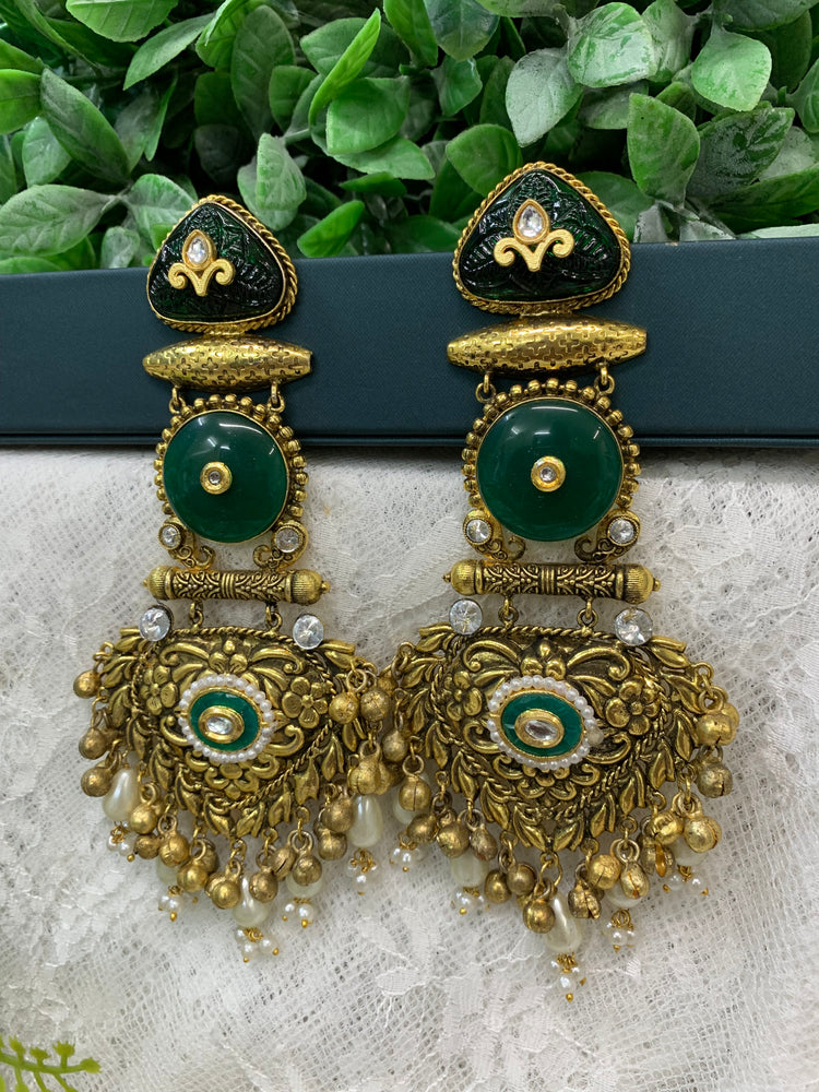 Gold plated chandbali long style earring