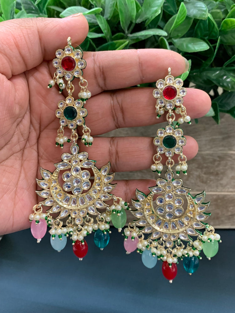 Aru kundan long statement earring multi