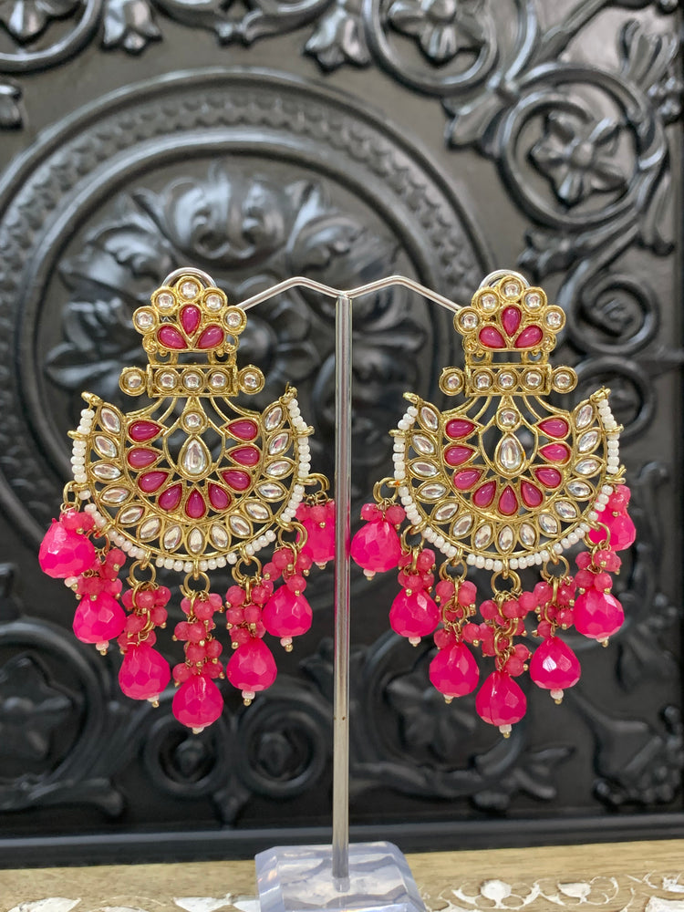 Sujal kundan earring hot pink / magenta