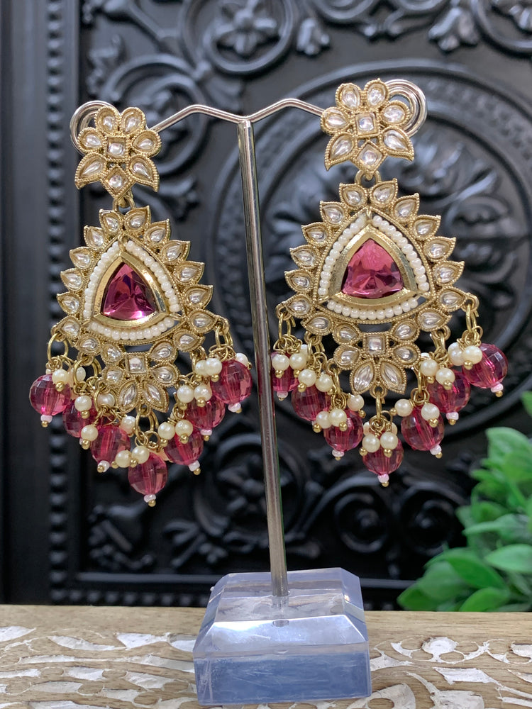 Avery small to medium kundan earring cherry red