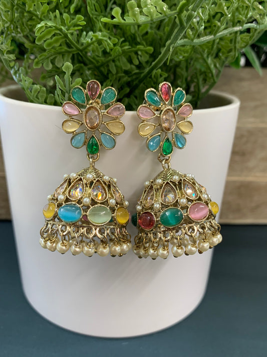 Shilpa polki jhumki/ jhumka earring multi