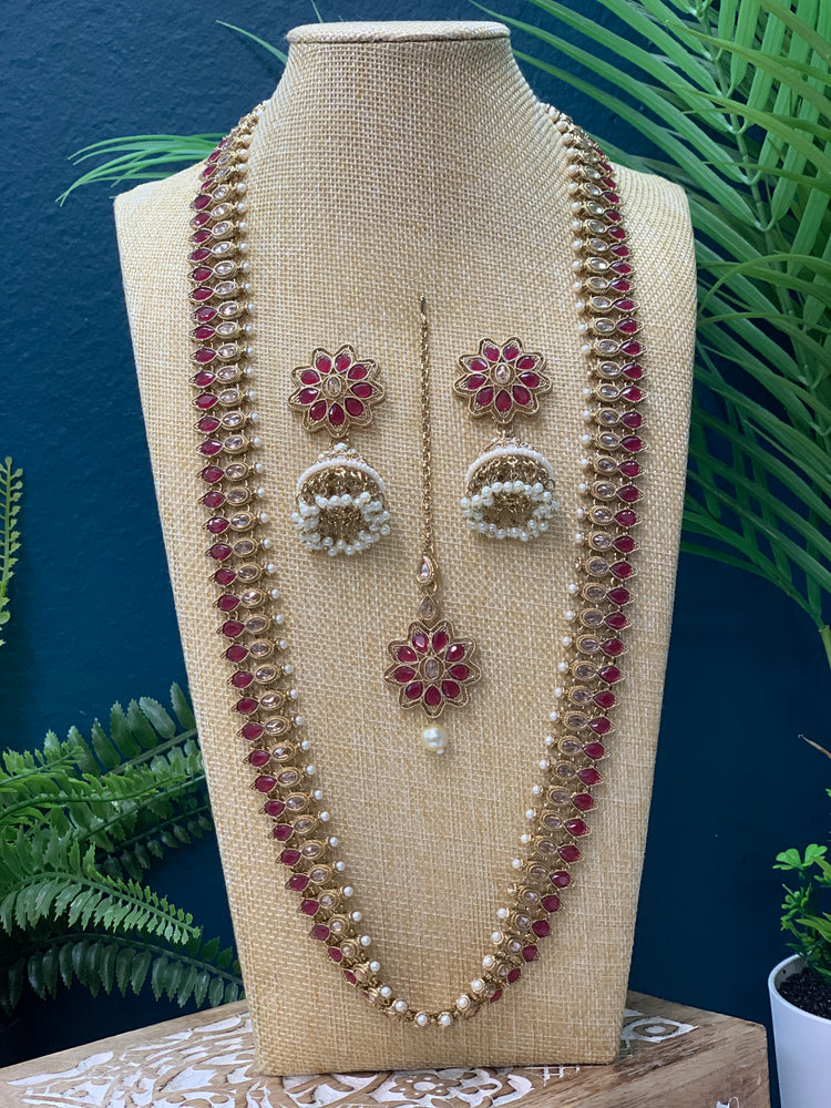 Savali polki long mala set in burgundy