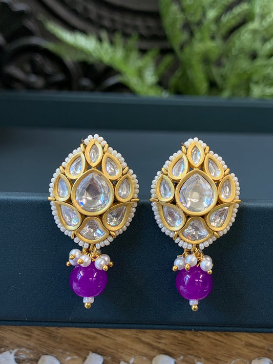 Mumu Tyaani Kundan stud earring purple