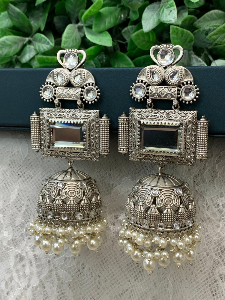 Silver oversize jhumka earring