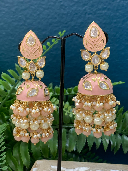 Anshu Kundan meena earring nude peach