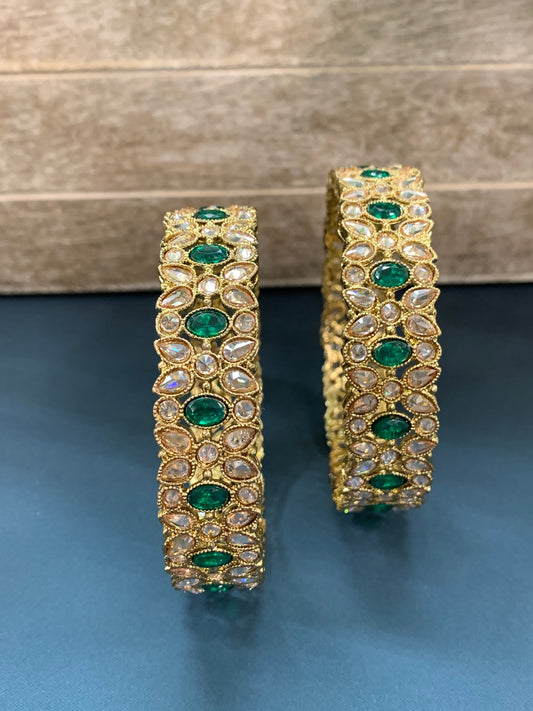 Sukhi polki bangle / kada / Kangan / bala in emerald green