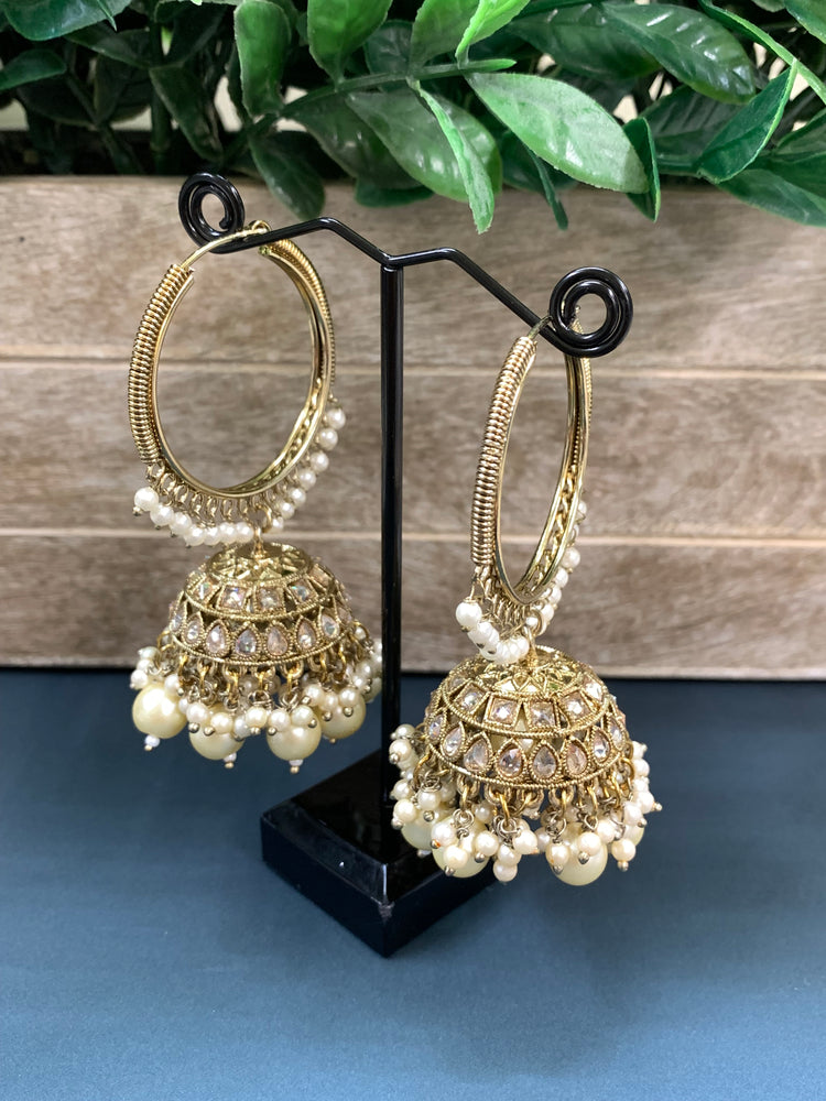 Shabana polki bali hoop jhumki/jhumka pearl / gold