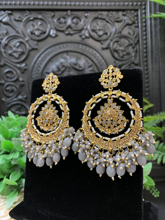 Laila Chandbali fashion statement earring grey