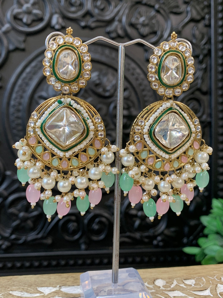 Kenny kundan fashion earring set pastel multi