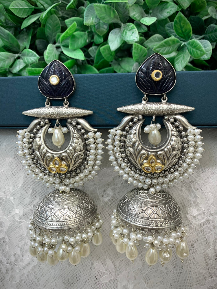 Silver oversize jhumka earring