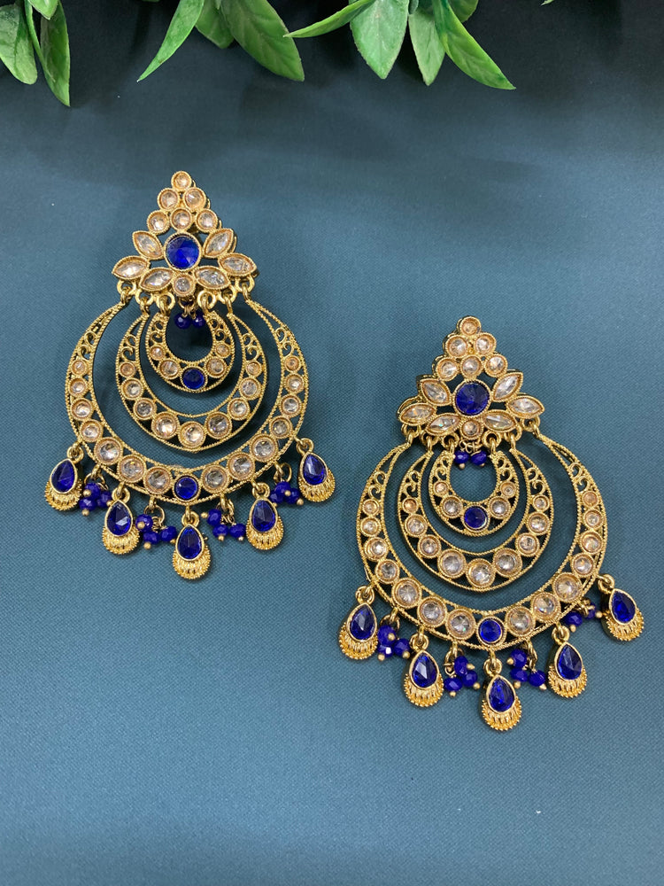 Bonnie polki chandbali earring antique/navy blue