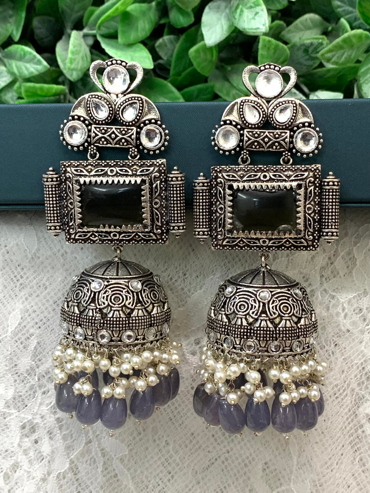 Silver oversize jhumka earring