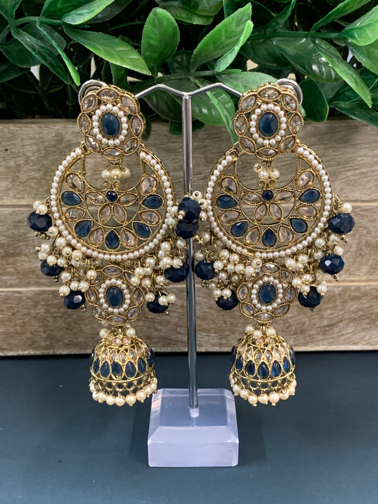 Pari polki long statement earring navy blue/ sapphire blue