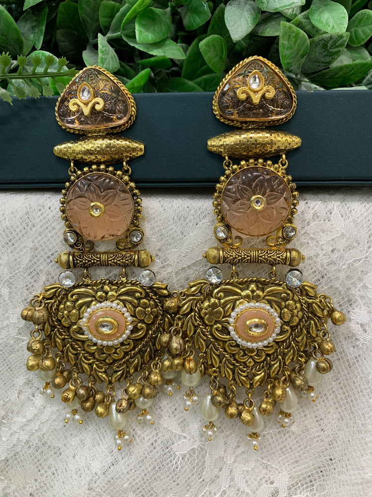 Gold plated chandbali long style earring