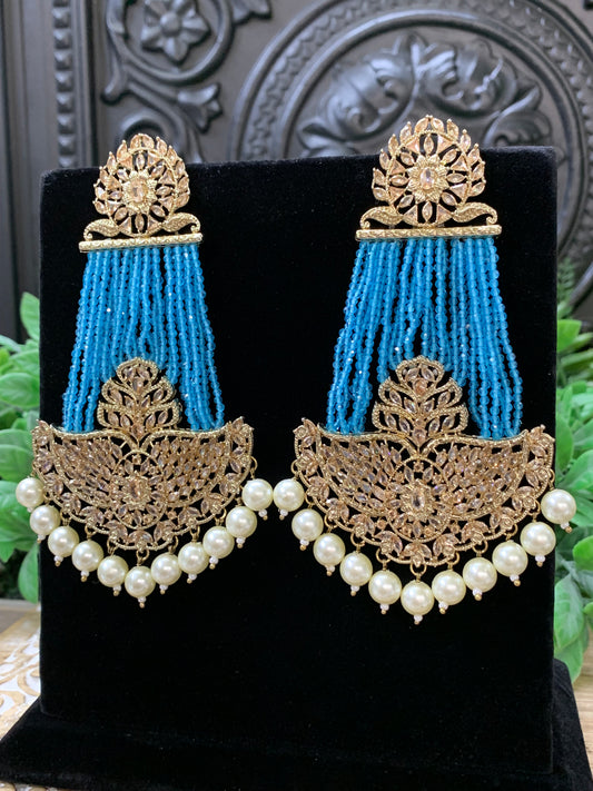 Sage polki fashion statement earring blue