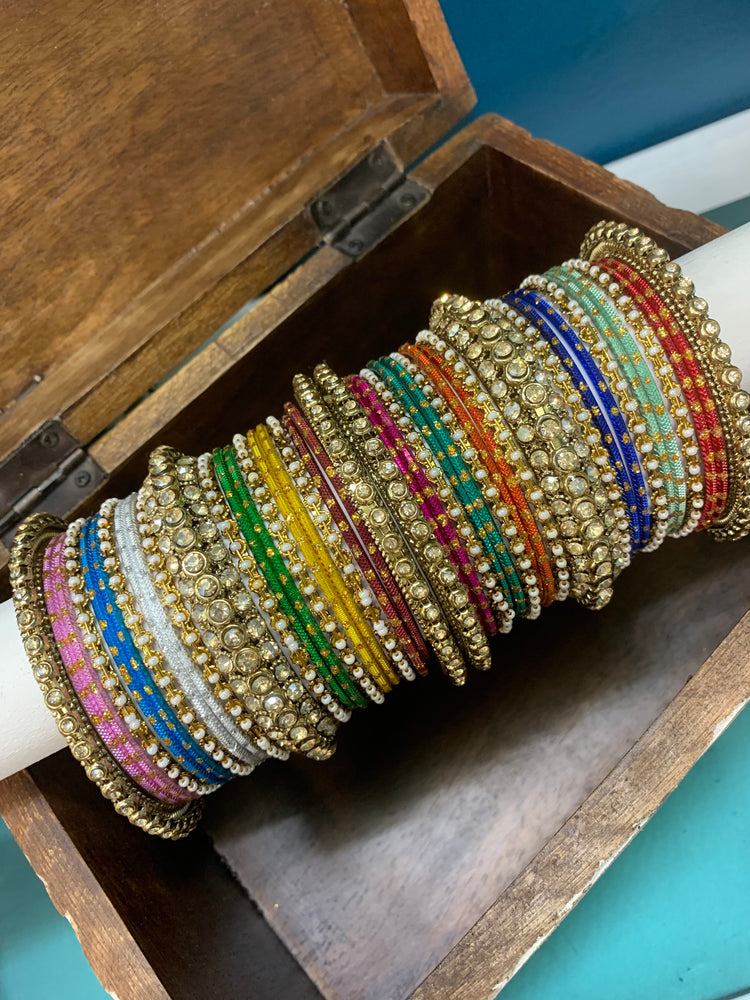 Multi color metal churi bangle set