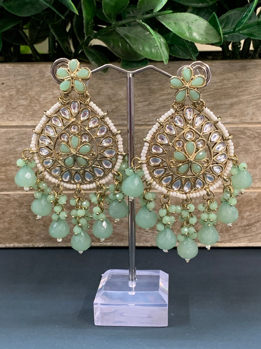 Aaravi kundan earring mint green