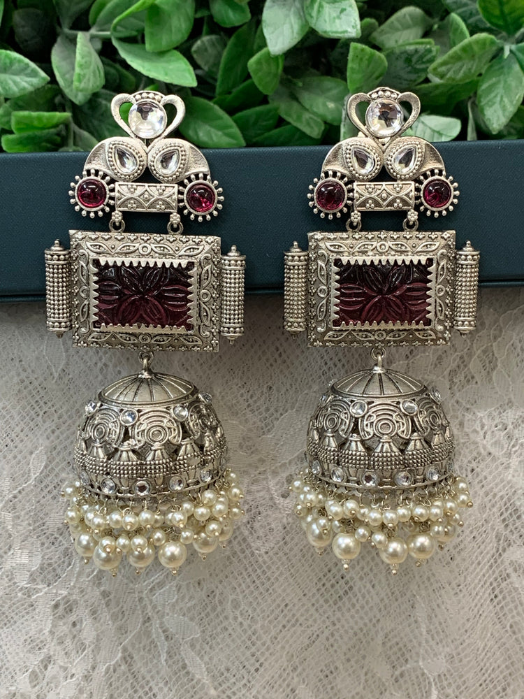 Silver oversize jhumka earring