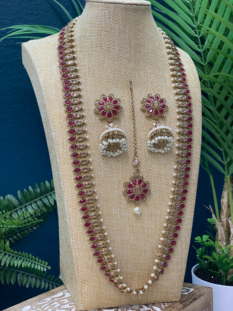 Savali polki long mala set in burgundy