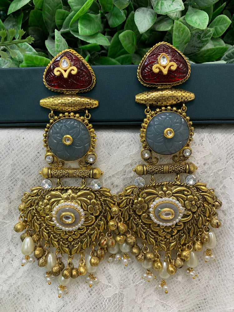 Gold plated chandbali long style earring