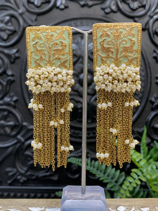 Arora Meena earring antique gold light blue